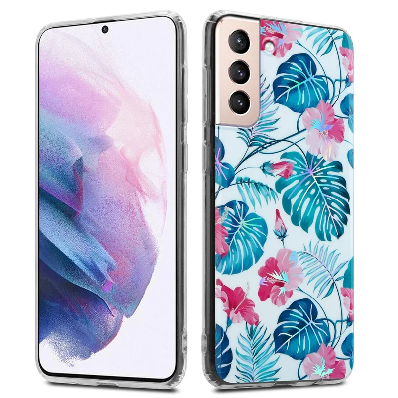 Cadorabo Hülle kompatibel mit Samsung Galaxy S21 PLUS Schutzhülle aus TPU Silikon mit floralem Muster
