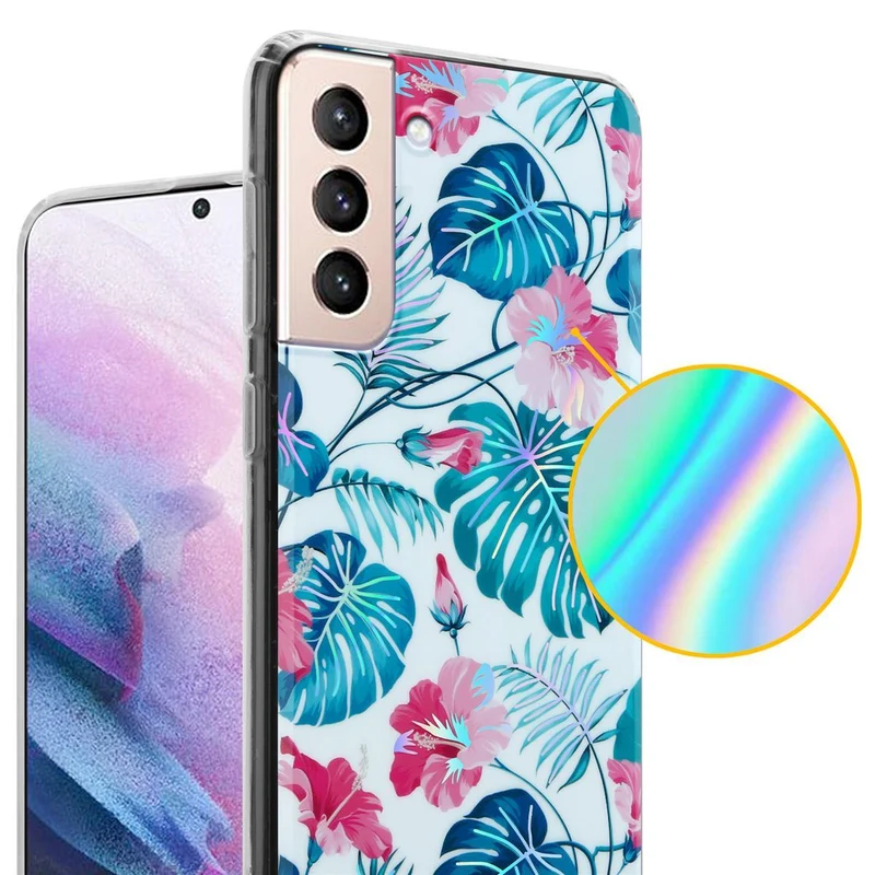 Cadorabo Hülle kompatibel mit Samsung Galaxy S21 PLUS Schutzhülle aus TPU Silikon mit floralem Muster