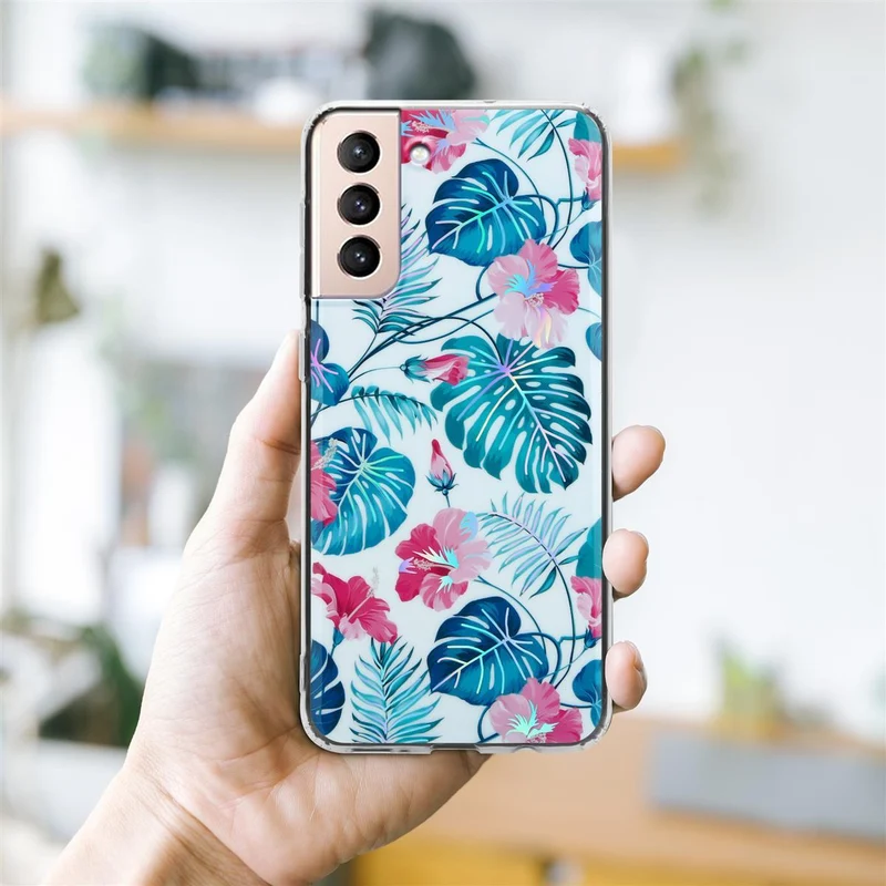 Cadorabo Hülle kompatibel mit Samsung Galaxy S21 PLUS Schutzhülle aus TPU Silikon mit floralem Muster