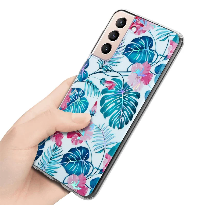 Cadorabo Hülle kompatibel mit Samsung Galaxy S21 PLUS Schutzhülle aus TPU Silikon mit floralem Muster