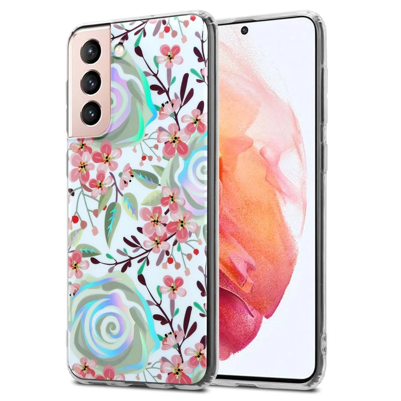 Cadorabo Hülle kompatibel mit Samsung Galaxy S21 5G Schutzhülle aus TPU Silikon mit floralem Muster