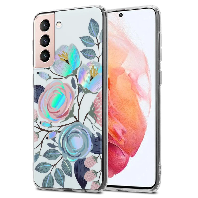 Cadorabo Hülle kompatibel mit Samsung Galaxy S21 5G Schutzhülle aus TPU Silikon mit floralem Muster