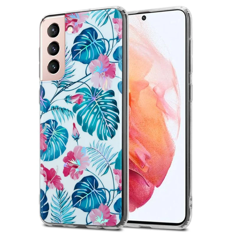 Cadorabo Hülle kompatibel mit Samsung Galaxy S21 5G Schutzhülle aus TPU Silikon mit floralem Muster