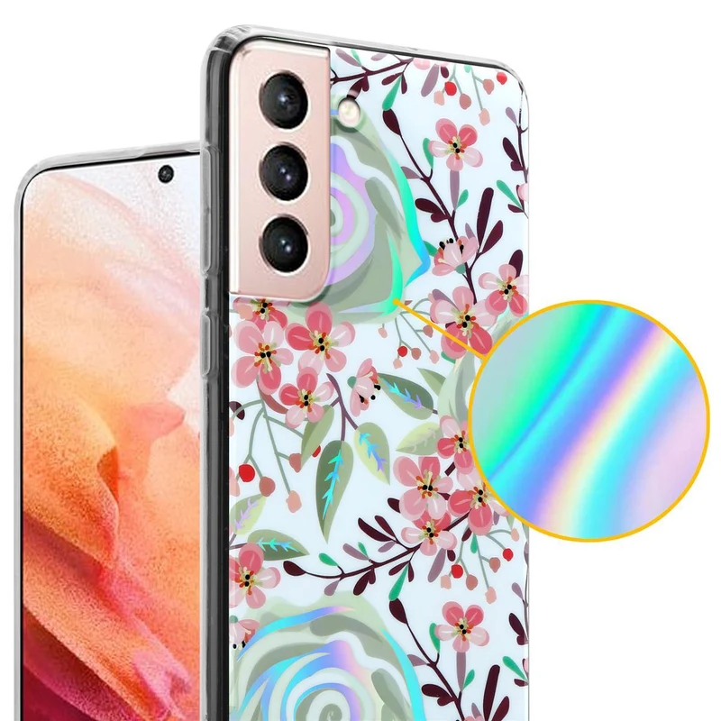 Cadorabo Hülle kompatibel mit Samsung Galaxy S21 5G Schutzhülle aus TPU Silikon mit floralem Muster