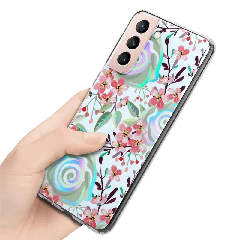 Cadorabo Hülle kompatibel mit Samsung Galaxy S21 5G Schutzhülle aus TPU Silikon mit floralem Muster