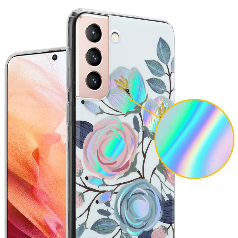 Cadorabo Hülle kompatibel mit Samsung Galaxy S21 5G Schutzhülle aus TPU Silikon mit floralem Muster