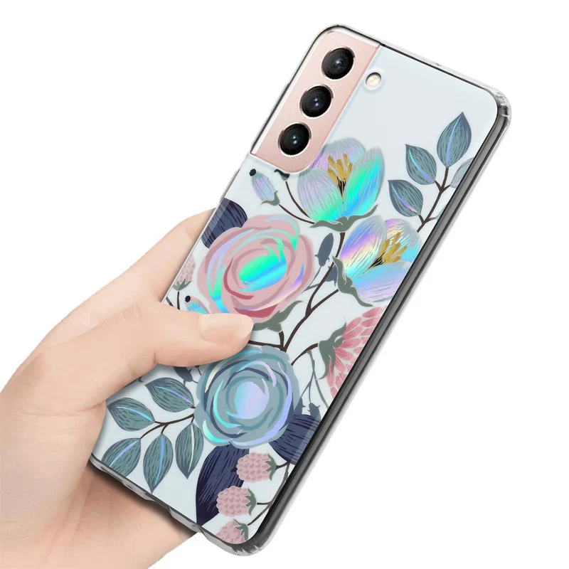 Cadorabo Hülle kompatibel mit Samsung Galaxy S21 5G Schutzhülle aus TPU Silikon mit floralem Muster