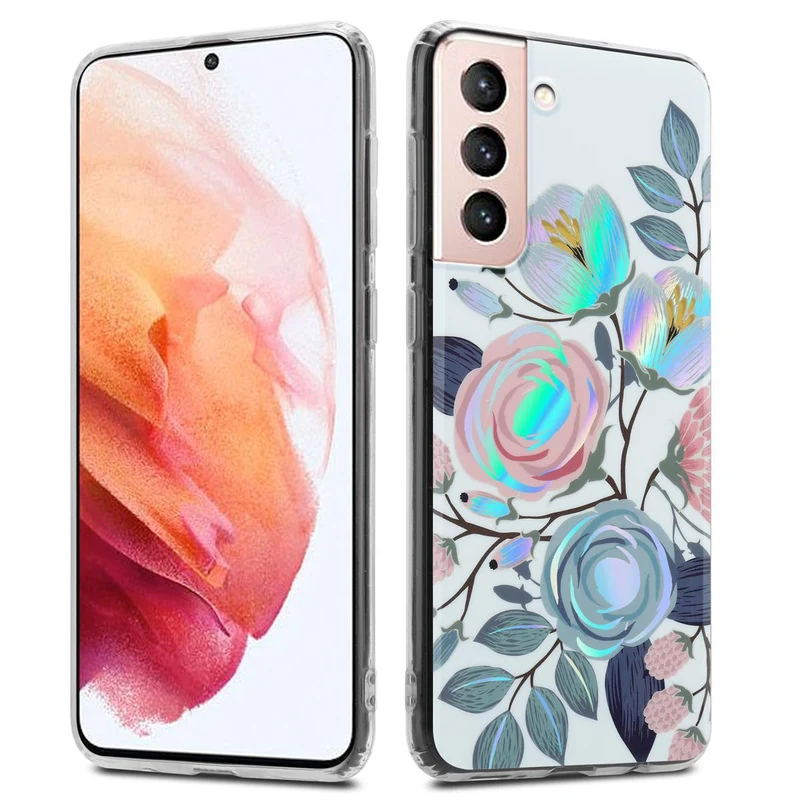 Cadorabo Hülle kompatibel mit Samsung Galaxy S21 5G Schutzhülle aus TPU Silikon mit floralem Muster