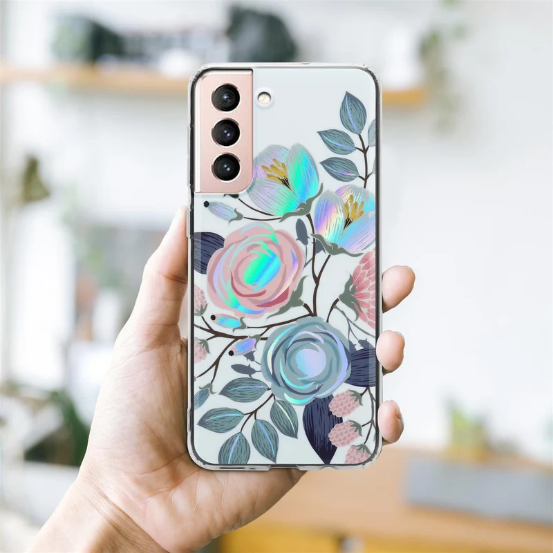 Cadorabo Hülle kompatibel mit Samsung Galaxy S21 5G Schutzhülle aus TPU Silikon mit floralem Muster