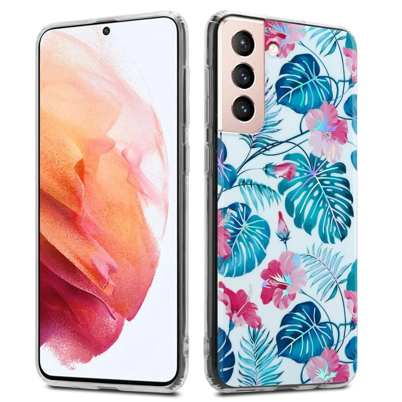 Cadorabo Hülle kompatibel mit Samsung Galaxy S21 5G Schutzhülle aus TPU Silikon mit floralem Muster