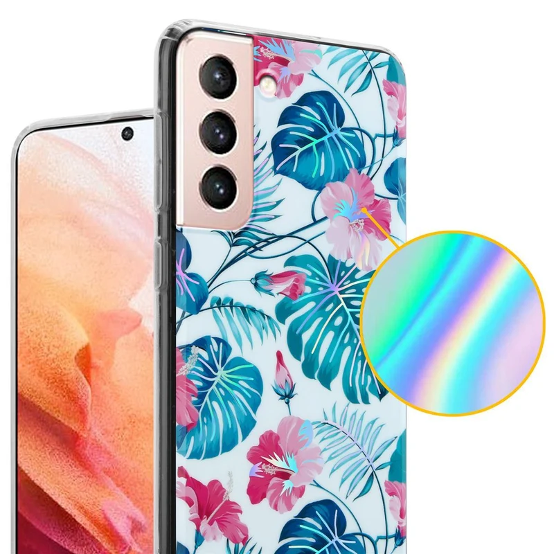 Cadorabo Hülle kompatibel mit Samsung Galaxy S21 5G Schutzhülle aus TPU Silikon mit floralem Muster
