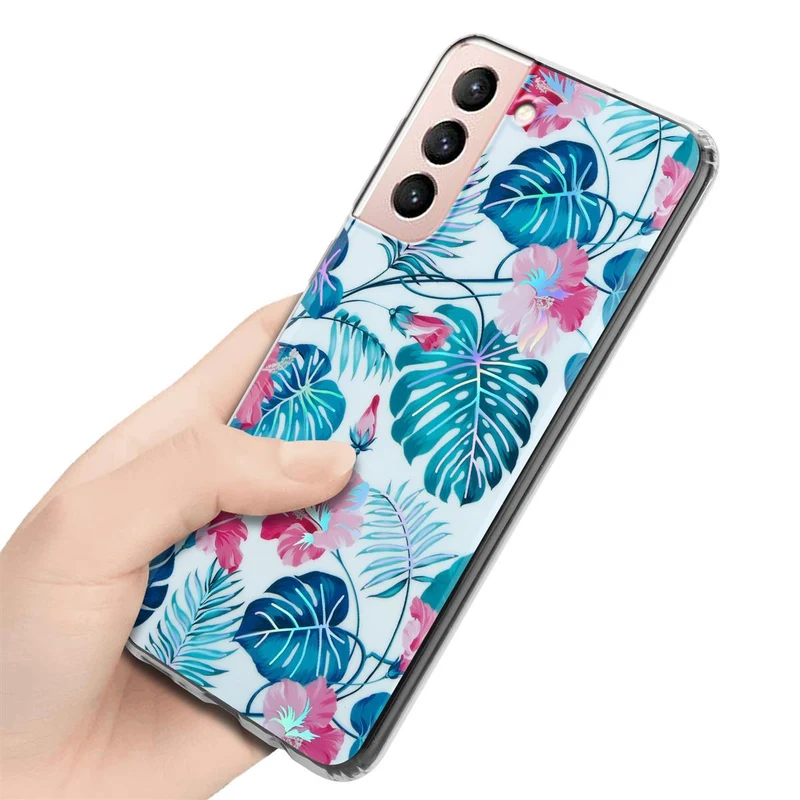 Cadorabo Hülle kompatibel mit Samsung Galaxy S21 5G Schutzhülle aus TPU Silikon mit floralem Muster