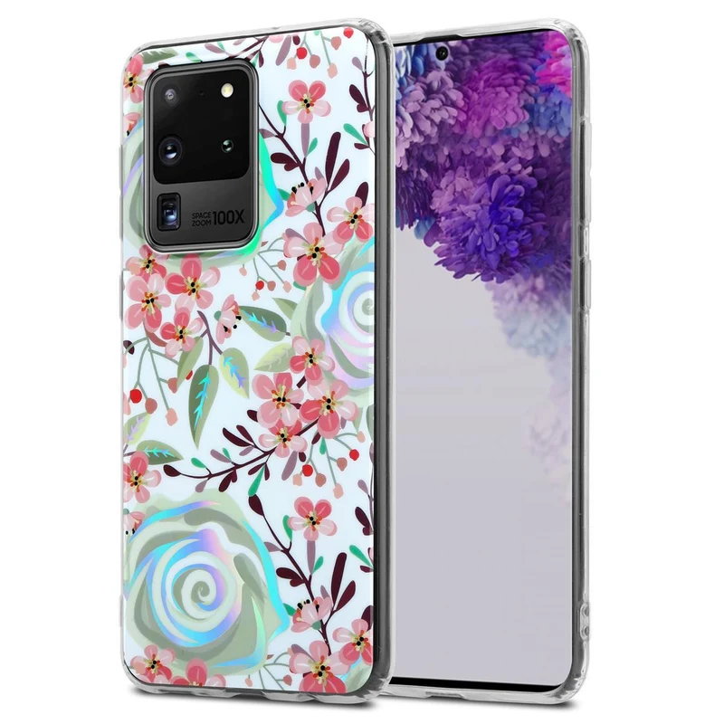 Cadorabo Hülle kompatibel mit Samsung Galaxy S20 ULTRA Schutzhülle aus TPU Silikon mit floralem Muster