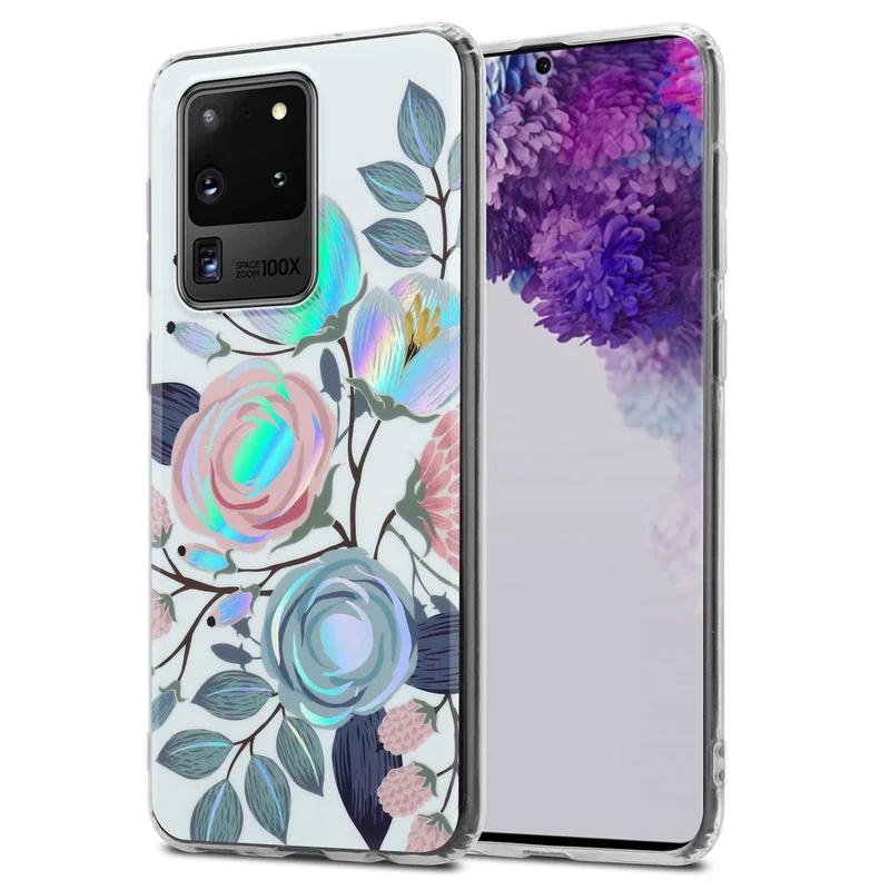 Cadorabo Hülle kompatibel mit Samsung Galaxy S20 ULTRA Schutzhülle aus TPU Silikon mit floralem Muster