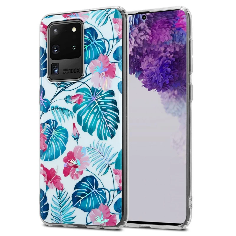 Cadorabo Hülle kompatibel mit Samsung Galaxy S20 ULTRA Schutzhülle aus TPU Silikon mit floralem Muster