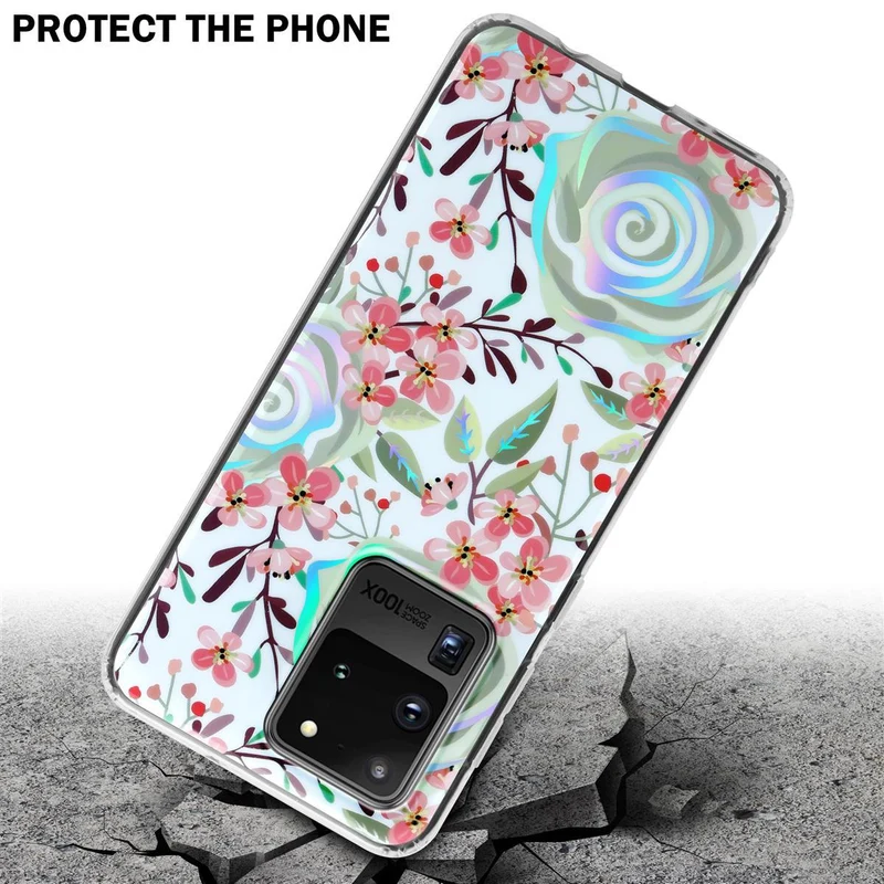 Cadorabo Hülle kompatibel mit Samsung Galaxy S20 ULTRA Schutzhülle aus TPU Silikon mit floralem Muster