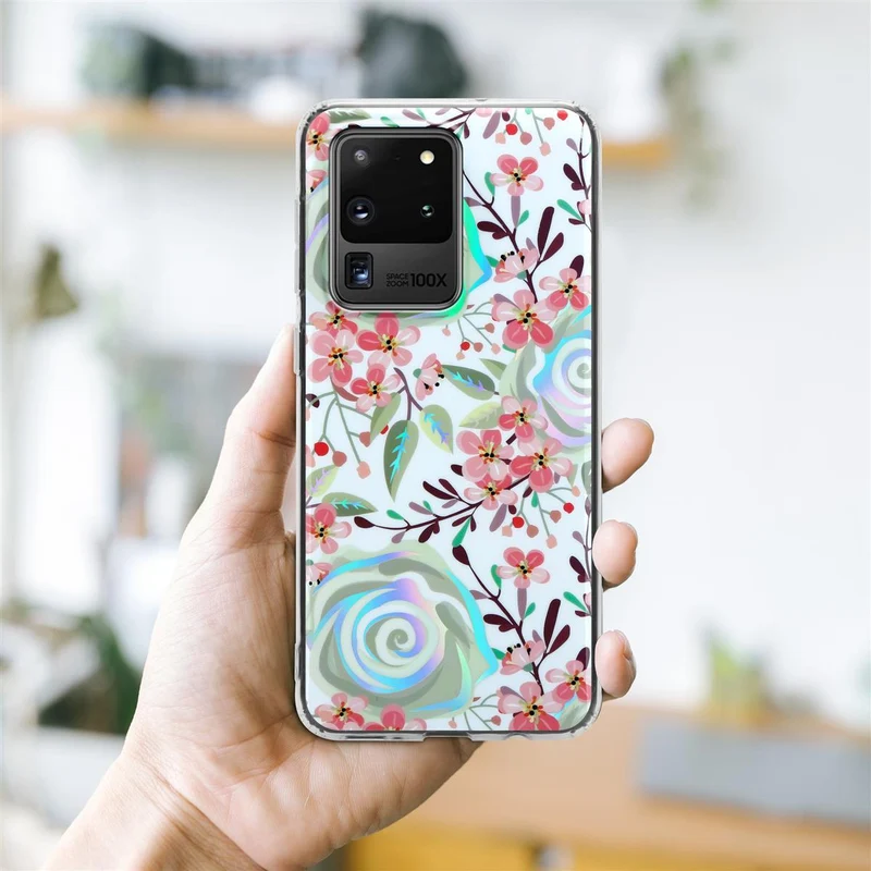 Cadorabo Hülle kompatibel mit Samsung Galaxy S20 ULTRA Schutzhülle aus TPU Silikon mit floralem Muster