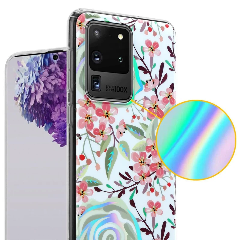 Cadorabo Hülle kompatibel mit Samsung Galaxy S20 ULTRA Schutzhülle aus TPU Silikon mit floralem Muster