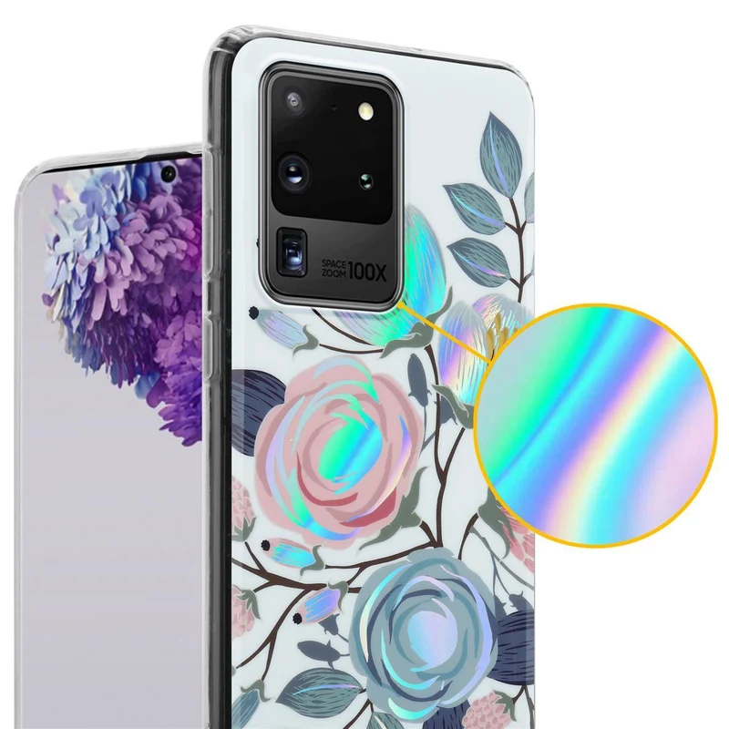 Cadorabo Hülle kompatibel mit Samsung Galaxy S20 ULTRA Schutzhülle aus TPU Silikon mit floralem Muster