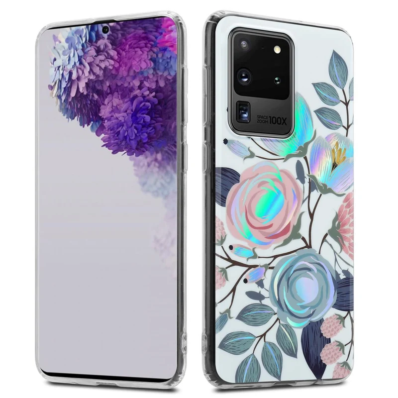 Cadorabo Hülle kompatibel mit Samsung Galaxy S20 ULTRA Schutzhülle aus TPU Silikon mit floralem Muster