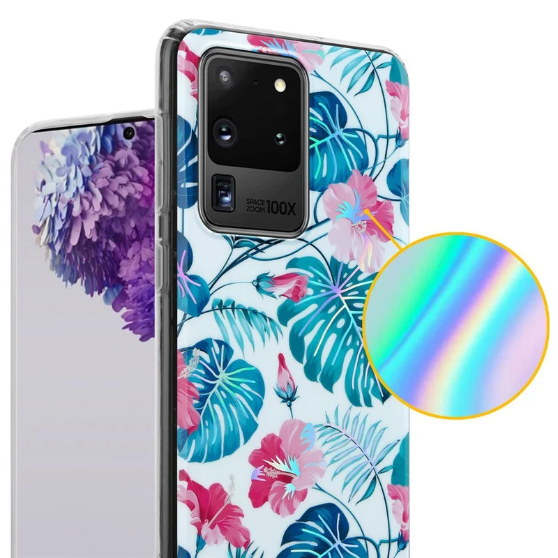 Cadorabo Hülle kompatibel mit Samsung Galaxy S20 ULTRA Schutzhülle aus TPU Silikon mit floralem Muster