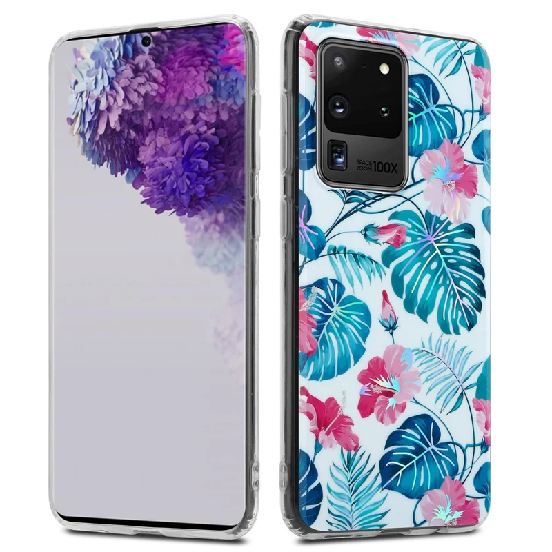 Cadorabo Hülle kompatibel mit Samsung Galaxy S20 ULTRA Schutzhülle aus TPU Silikon mit floralem Muster