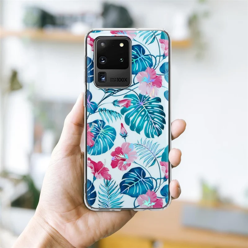 Cadorabo Hülle kompatibel mit Samsung Galaxy S20 ULTRA Schutzhülle aus TPU Silikon mit floralem Muster