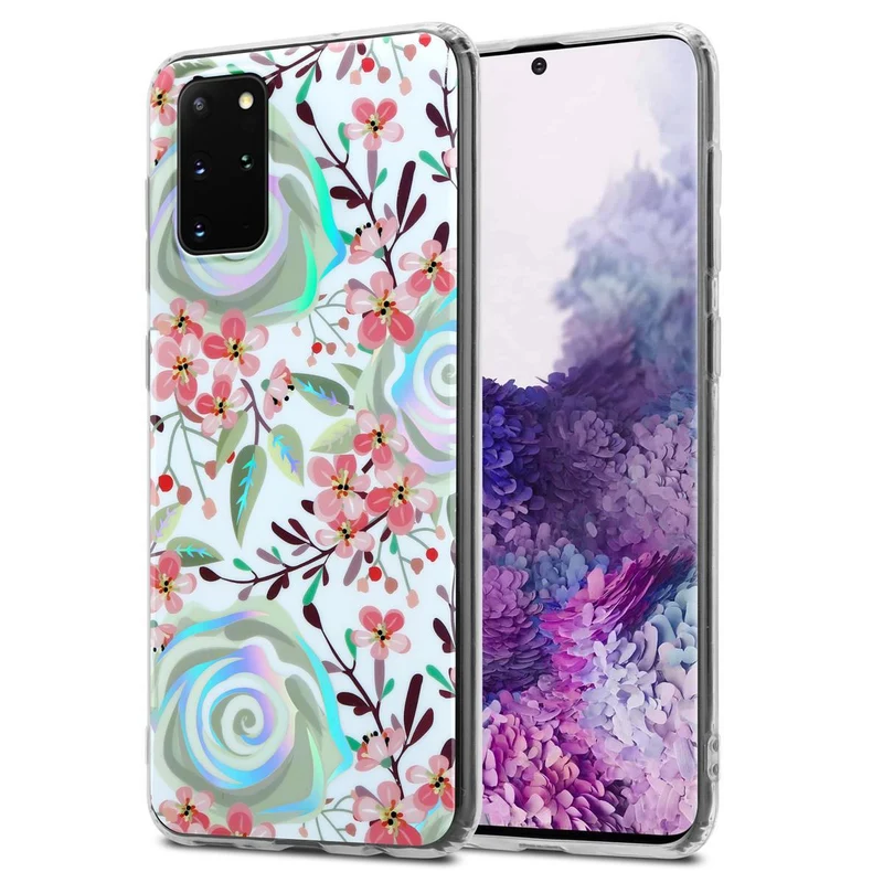 Cadorabo Hülle kompatibel mit Samsung Galaxy S20 PLUS Schutzhülle aus TPU Silikon mit floralem Muster