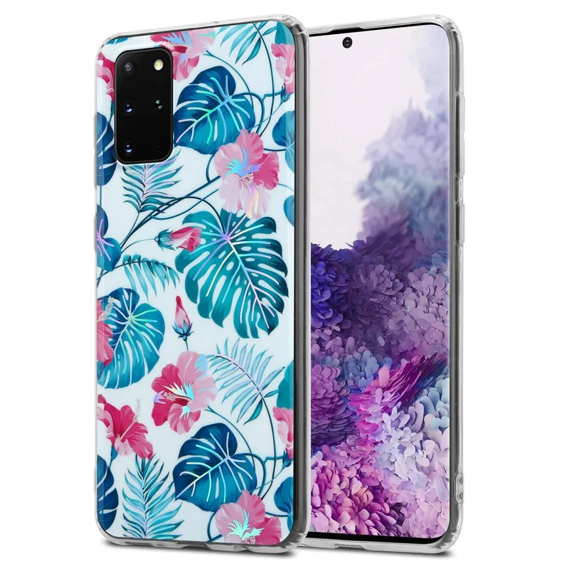 Cadorabo Hülle kompatibel mit Samsung Galaxy S20 PLUS Schutzhülle aus TPU Silikon mit floralem Muster