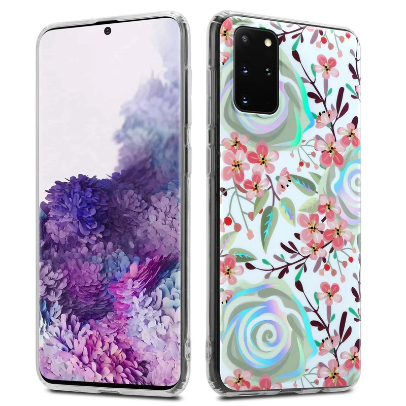Cadorabo Hülle kompatibel mit Samsung Galaxy S20 PLUS Schutzhülle aus TPU Silikon mit floralem Muster