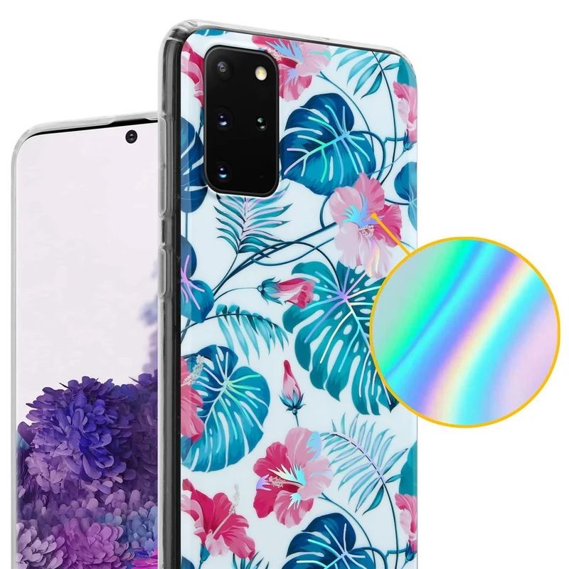 Cadorabo Hülle kompatibel mit Samsung Galaxy S20 PLUS Schutzhülle aus TPU Silikon mit floralem Muster