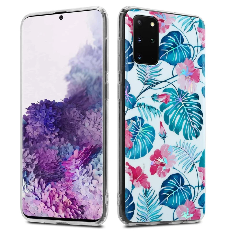 Cadorabo Hülle kompatibel mit Samsung Galaxy S20 PLUS Schutzhülle aus TPU Silikon mit floralem Muster