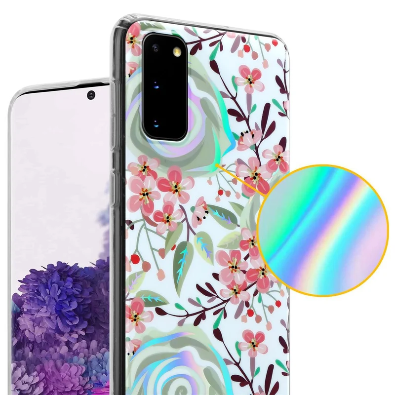 Cadorabo Hülle kompatibel mit Samsung Galaxy S20 Schutzhülle aus TPU Silikon mit floralem Muster