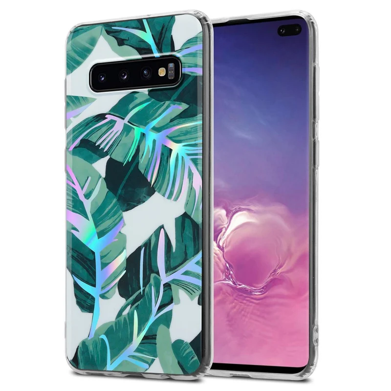 Cadorabo Hülle kompatibel mit Samsung Galaxy S10 PLUS Schutzhülle aus TPU Silikon mit floralem Muster