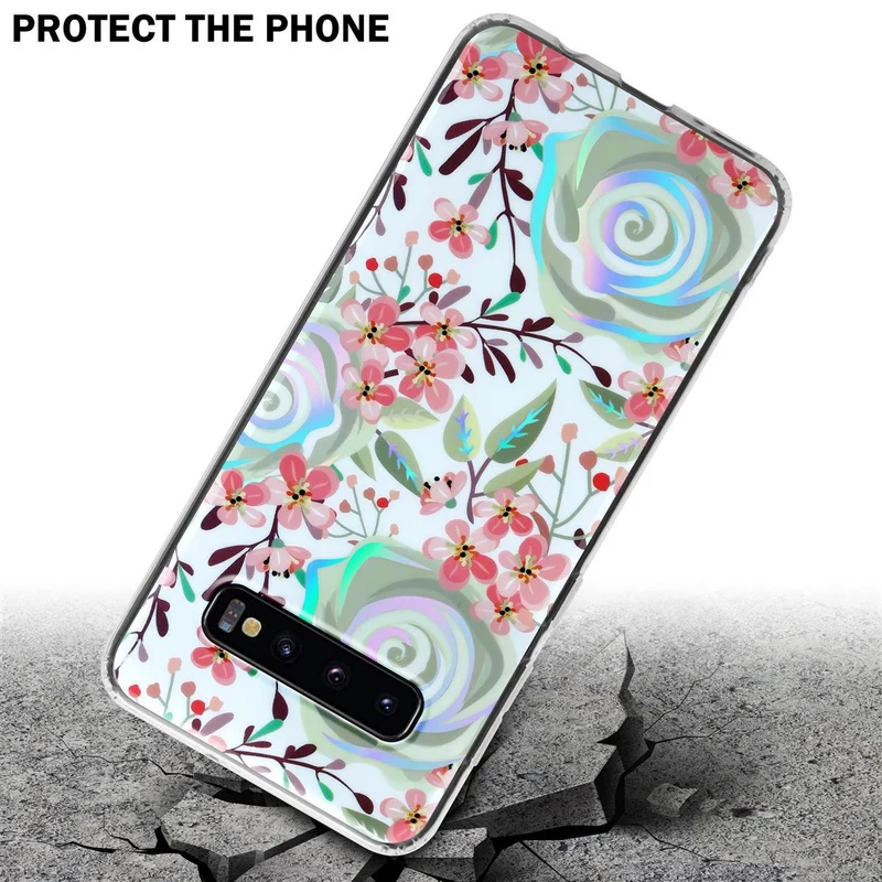 Cadorabo Hülle kompatibel mit Samsung Galaxy S10 PLUS Schutzhülle aus TPU Silikon mit floralem Muster