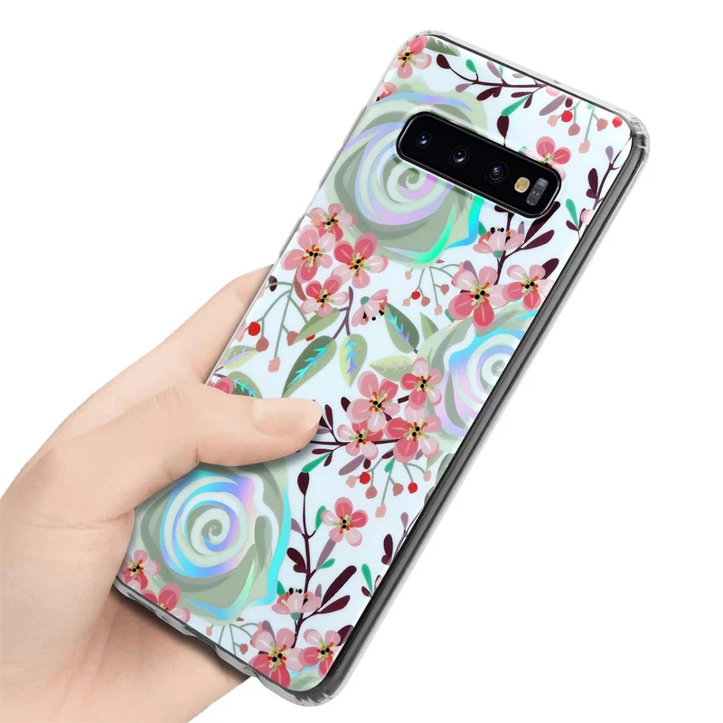 Cadorabo Hülle kompatibel mit Samsung Galaxy S10 PLUS Schutzhülle aus TPU Silikon mit floralem Muster