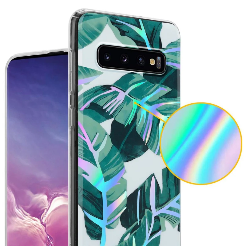 Cadorabo Hülle kompatibel mit Samsung Galaxy S10 PLUS Schutzhülle aus TPU Silikon mit floralem Muster