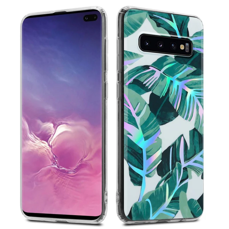 Cadorabo Hülle kompatibel mit Samsung Galaxy S10 PLUS Schutzhülle aus TPU Silikon mit floralem Muster