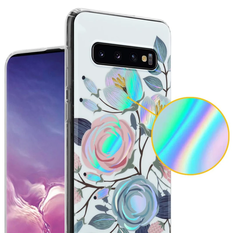 Cadorabo Hülle kompatibel mit Samsung Galaxy S10 PLUS Schutzhülle aus TPU Silikon mit floralem Muster