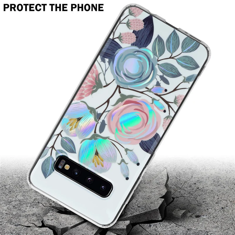 Cadorabo Hülle kompatibel mit Samsung Galaxy S10 PLUS Schutzhülle aus TPU Silikon mit floralem Muster