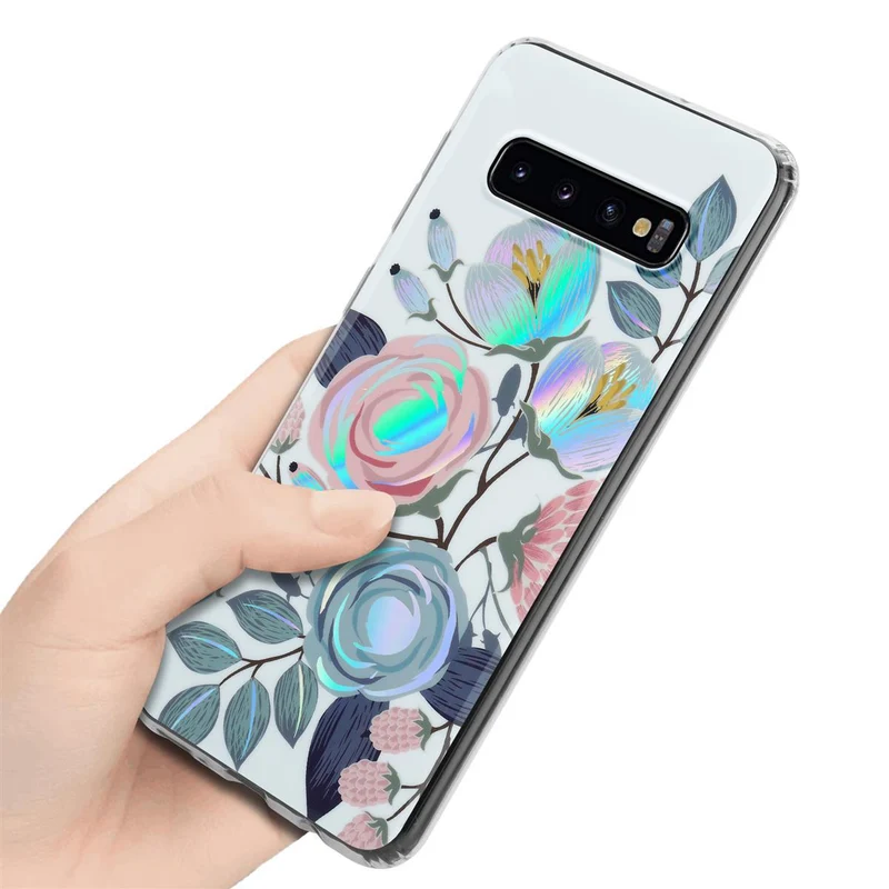 Cadorabo Hülle kompatibel mit Samsung Galaxy S10 PLUS Schutzhülle aus TPU Silikon mit floralem Muster