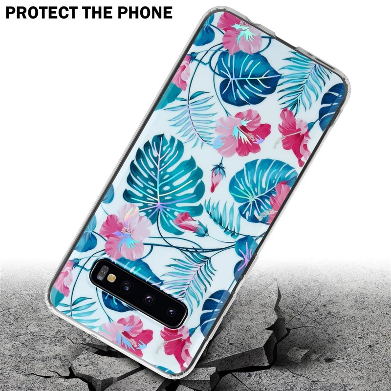Cadorabo Hülle kompatibel mit Samsung Galaxy S10 PLUS Schutzhülle aus TPU Silikon mit floralem Muster