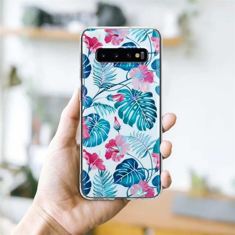 Cadorabo Hülle kompatibel mit Samsung Galaxy S10 PLUS Schutzhülle aus TPU Silikon mit floralem Muster
