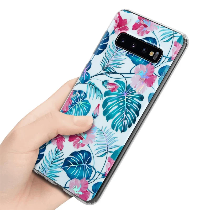 Cadorabo Hülle kompatibel mit Samsung Galaxy S10 PLUS Schutzhülle aus TPU Silikon mit floralem Muster