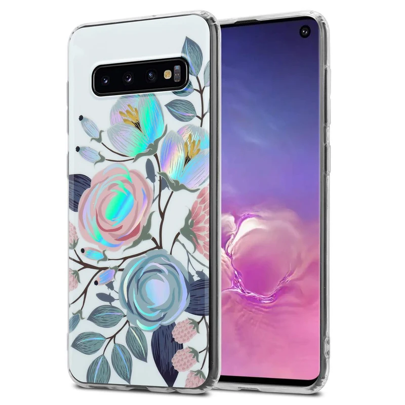 Cadorabo Hülle kompatibel mit Samsung Galaxy S10 4G Schutzhülle aus TPU Silikon mit floralem Muster
