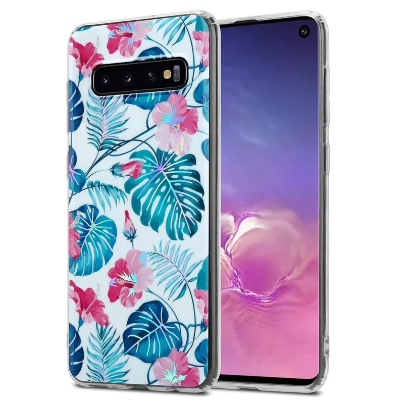 Cadorabo Hülle kompatibel mit Samsung Galaxy S10 4G Schutzhülle aus TPU Silikon mit floralem Muster