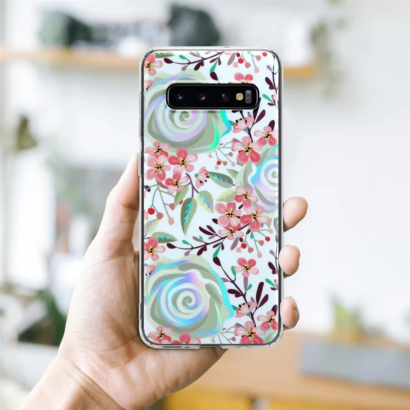 Cadorabo Hülle kompatibel mit Samsung Galaxy S10 4G Schutzhülle aus TPU Silikon mit floralem Muster