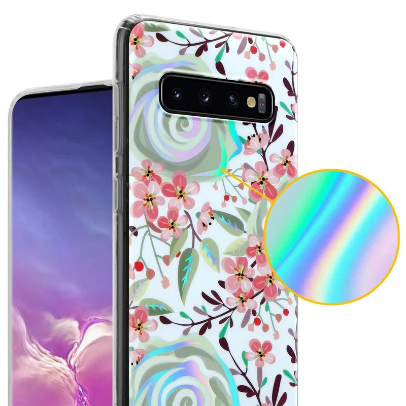 Cadorabo Hülle kompatibel mit Samsung Galaxy S10 4G Schutzhülle aus TPU Silikon mit floralem Muster