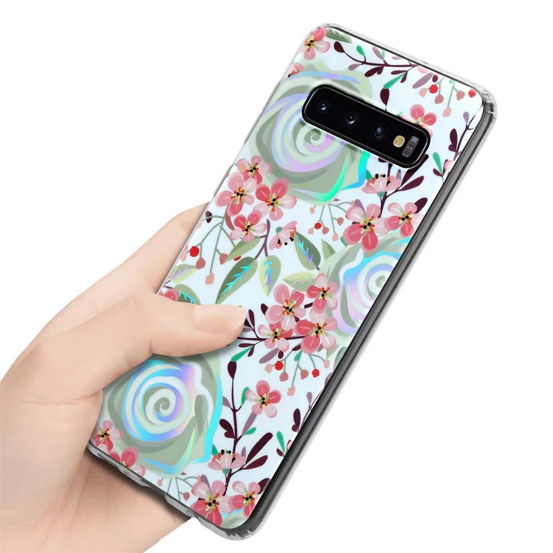 Cadorabo Hülle kompatibel mit Samsung Galaxy S10 4G Schutzhülle aus TPU Silikon mit floralem Muster