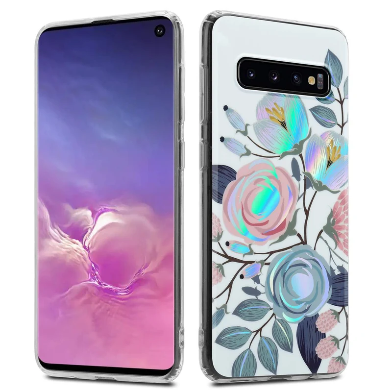 Cadorabo Hülle kompatibel mit Samsung Galaxy S10 4G Schutzhülle aus TPU Silikon mit floralem Muster